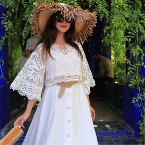 FARM Rio White Lace Crop Top